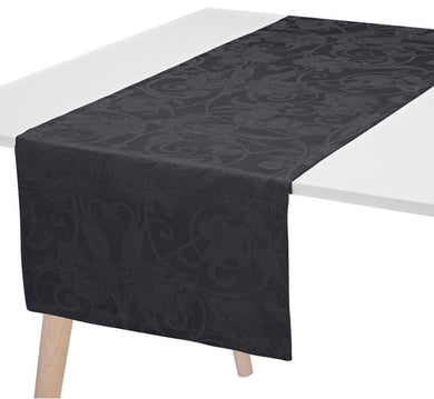 Le Jacquard Français Almost black Tivoli pure linen table runner
