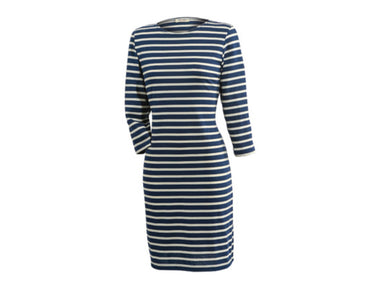 Saint James Breton Stripe Galathée 3/4-Sleeve Dress - navy/white stripes