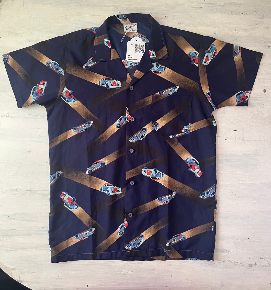 Sunchaser 1970s racing car print shirt, Made in Australia, Small