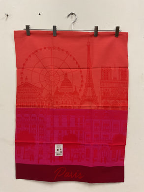 Le Jacquard Français Paris Panorama tea towel in red kiss