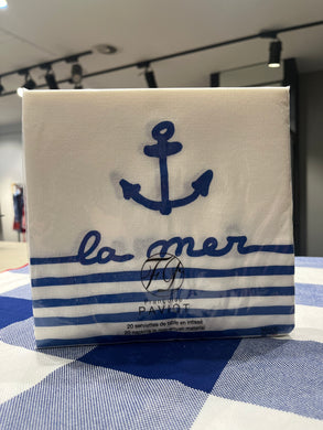 Anchor and sailor stripes paper napkins by Françoise Paviot