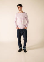 Saint James Breton Stripe Long-Sleeve T-Shirt - white with pink stripes (Minquiers modern - Neige/nacre)