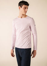 Saint James Breton Stripe Long-Sleeve T-Shirt - white with pink stripes (Minquiers modern - Neige/nacre)