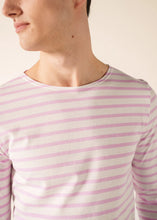 Saint James Breton Stripe Long-Sleeve T-Shirt - white with pink stripes (Minquiers modern - Neige/nacre)