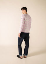 Saint James Breton Stripe Long-Sleeve T-Shirt - white with pink stripes (Minquiers modern - Neige/nacre)