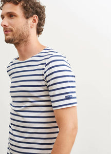 Saint James Breton Stripe Short-Sleeve T-Shirt - white with blue stripes