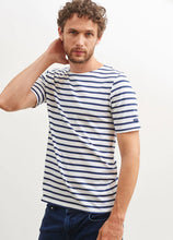 Saint James Breton Stripe Short-Sleeve T-Shirt - white with blue stripes