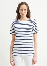 Saint James Breton Stripe Short-Sleeve T-Shirt - white with blue stripes