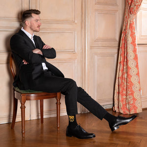 Napoleon Coat of Arms black socks by Maison Broussaud
