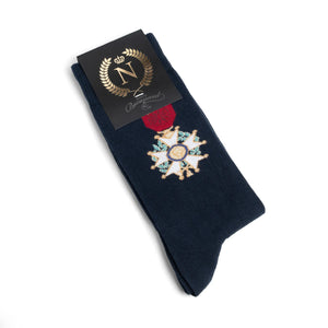 Napoleon Legion of Honour navy socks by Maison Broussaud