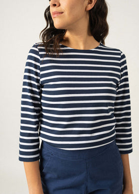 Saint James Breton Stripe Galathée ll 3/4-Sleeve T-Shirt - marine/neige
