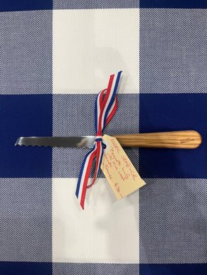 Roger Orfèvre baguette knife with olive wood handle