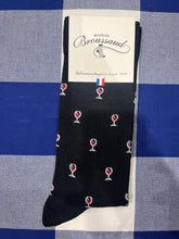 Red Wine socks on black base by Maison Broussaud