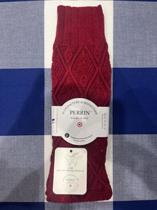 Organic wool and cotton jacquard fingerless gloves by Perrin 1924