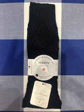 Organic wool and cotton jacquard fingerless gloves by Perrin 1924