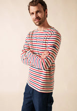 Saint James Breton Stripe Long-Sleeve T-Shirt - red, white and blue stripe (Meridien Breton ecru/marine/tulipe)