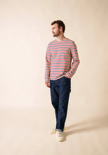 Saint James Breton Stripe Long-Sleeve T-Shirt - red, white and blue stripe (Meridien Breton ecru/marine/tulipe)