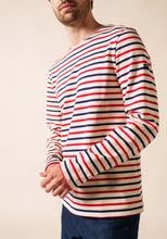 Saint James Breton Stripe Long-Sleeve T-Shirt - red, white and blue stripe (Meridien Breton ecru/marine/tulipe)