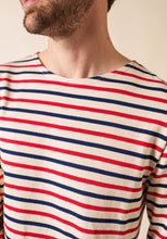 Saint James Breton Stripe Long-Sleeve T-Shirt - red, white and blue stripe (Meridien Breton ecru/marine/tulipe)