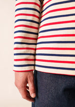 Saint James Breton Stripe Long-Sleeve T-Shirt - red, white and blue stripe (Meridien Breton ecru/marine/tulipe)