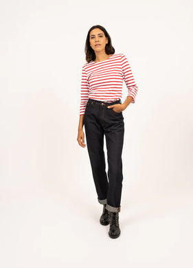 Saint James Breton Stripe Galathée ll 3/4-Sleeve T-Shirt - neige/tulipe