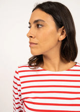 Saint James Breton Stripe Galathée ll 3/4-Sleeve T-Shirt - neige/tulipe
