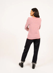 Saint James Breton Stripe Galathée ll 3/4-Sleeve T-Shirt - neige/tulipe