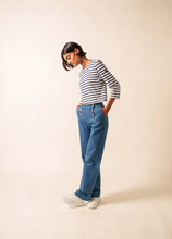 Saint James Breton Stripe Galathée ll 3/4-Sleeve T-Shirt - white and navy stripe