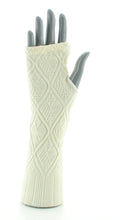 Organic wool and cotton jacquard fingerless gloves by Perrin 1924