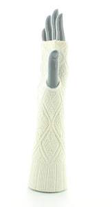 Organic wool and cotton jacquard fingerless gloves by Perrin 1924