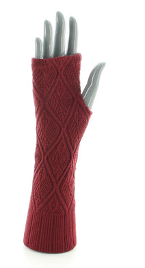 Organic wool and cotton jacquard fingerless gloves by Perrin 1924