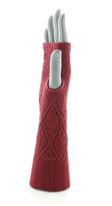 Organic wool and cotton jacquard fingerless gloves by Perrin 1924