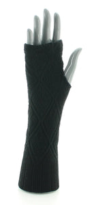 Organic wool and cotton jacquard fingerless gloves by Perrin 1924