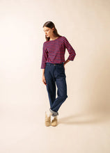 Saint James Breton Stripe Galathée ll 3/4-Sleeve T-Shirt - navy and red stripe