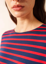 Saint James Breton Stripe Galathée ll 3/4-Sleeve T-Shirt - navy and red stripe