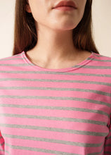 Saint James Breton Stripe Minquidame Long-Sleeve T-Shirt - pink and grey stripe