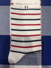 Red, white and blue sailor stripe socks by Maison Broussaud
