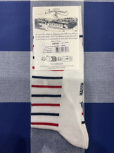 Red, white and blue sailor stripe socks by Maison Broussaud