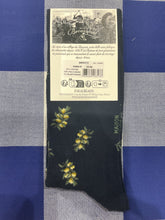 Olive branch navy socks by Maison Broussaud