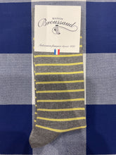 Grey and yellow sailor stripe socks by Maison Broussaud