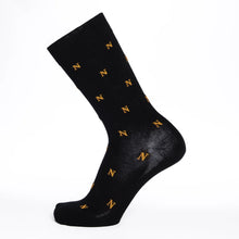 Napoleon ‘N’ allover black socks by Maison Broussaud