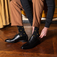 Napoleon ‘N’ allover black socks by Maison Broussaud