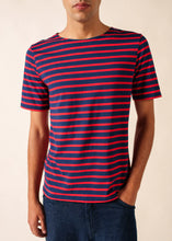 Saint James Breton Stripe Short-Sleeve T-Shirt - blue with red stripes (Levant modern marine/tulipe)