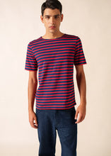 Saint James Breton Stripe Short-Sleeve T-Shirt - blue with red stripes (Levant modern marine/tulipe)