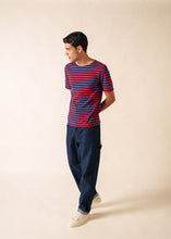 Saint James Breton Stripe Short-Sleeve T-Shirt - blue with red stripes (Levant modern marine/tulipe)