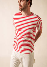Saint James Breton Stripe Short-Sleeve T-Shirt - white with red stripes