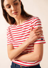 Saint James Breton Stripe Short-Sleeve T-Shirt - white with red stripes