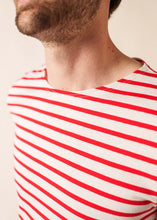 Saint James Breton Stripe Short-Sleeve T-Shirt - white with red stripes