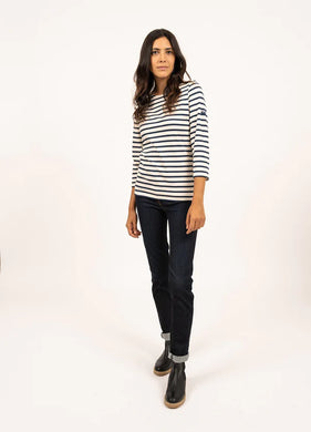Saint James Breton Stripe Galathée ll 3/4-Sleeve T-Shirt - neige/noir