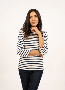 Saint James Breton Stripe Galathée ll 3/4-Sleeve T-Shirt - neige/noir